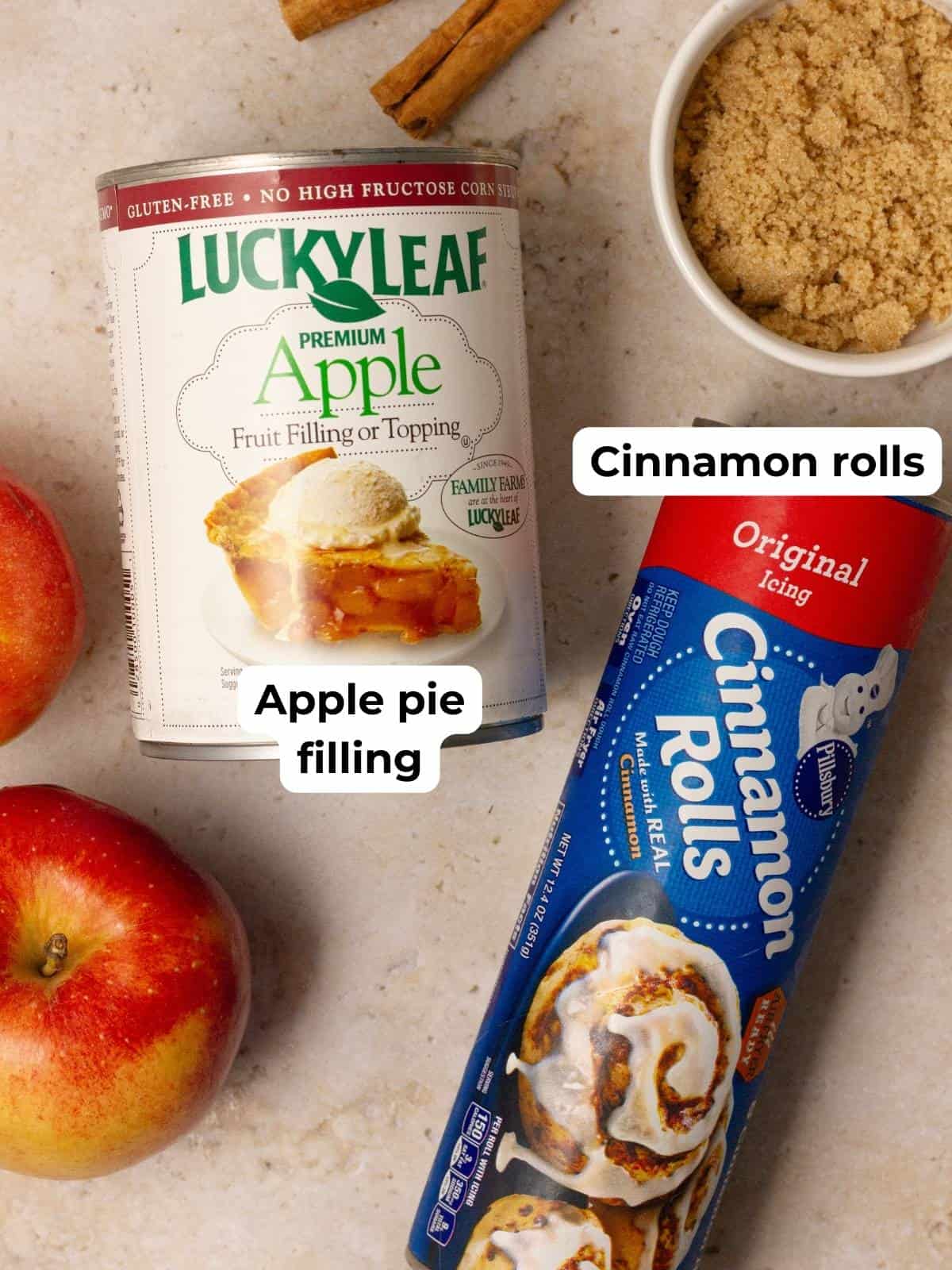 ingredients for cinnamon roll apple cobbler