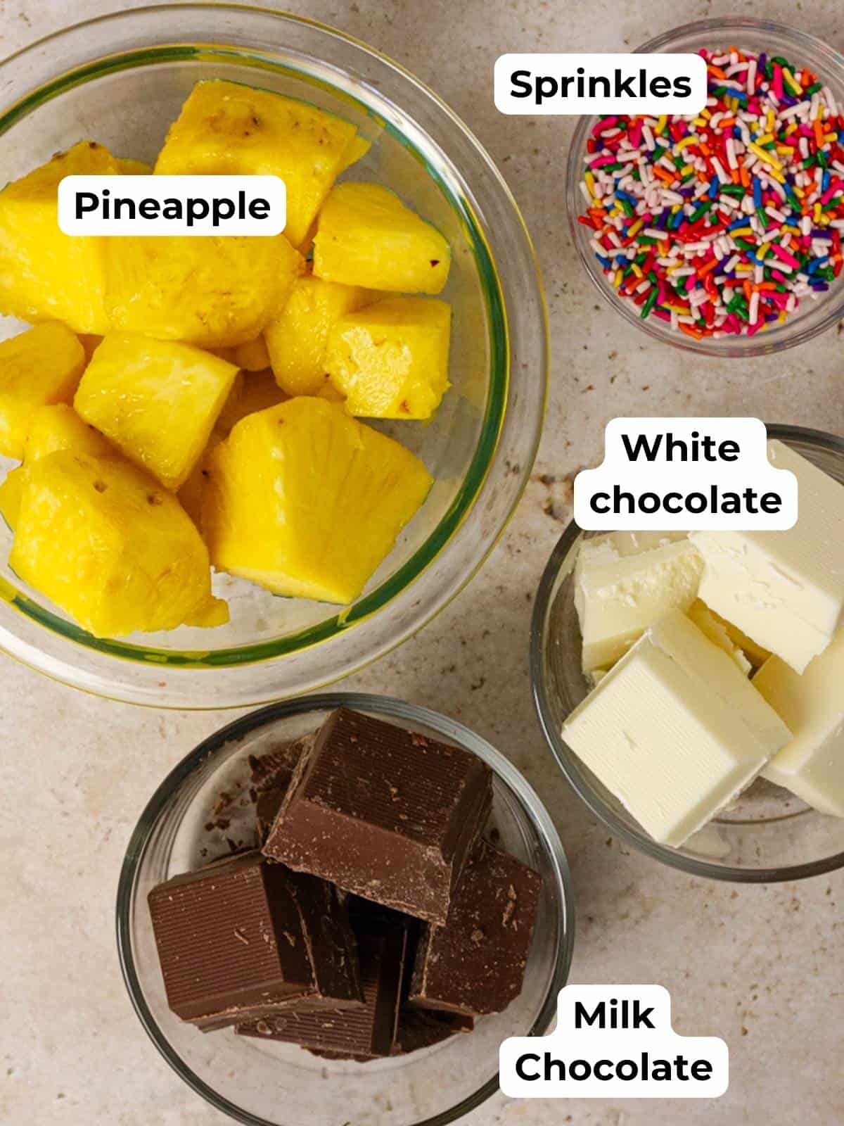 ingredients for how to make chocolate covered pineapple